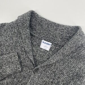 Old Navy Sweater Mens Large Gray Shawl Cardigan Chunky Knit Cozy Casual Winter